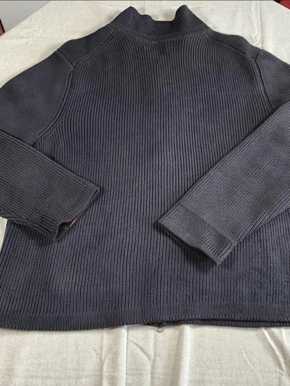 Mens Banana Republic Navy Blue Full Zip Grandpacore Cardigan Sweater (XLarge)